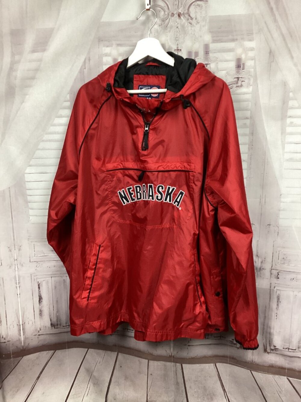 Vintage Nebraska Huskers Pullover Jacket Red Windbreaker Hoodie XL - Picture 11 of 11